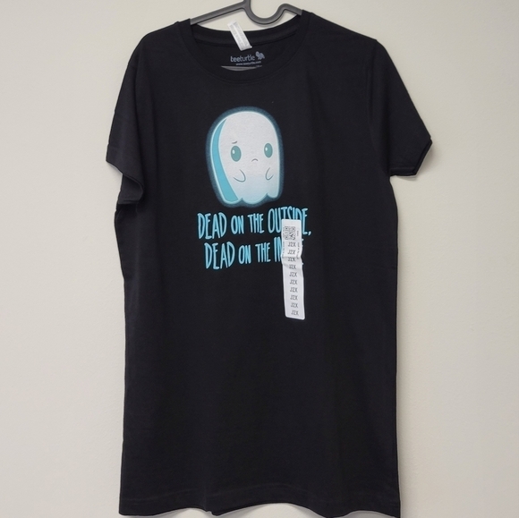 Teeturtle Ghost Dead on the outside Dead on the inside graphic t-shirt Black 2XL - Picture 1 of 8
